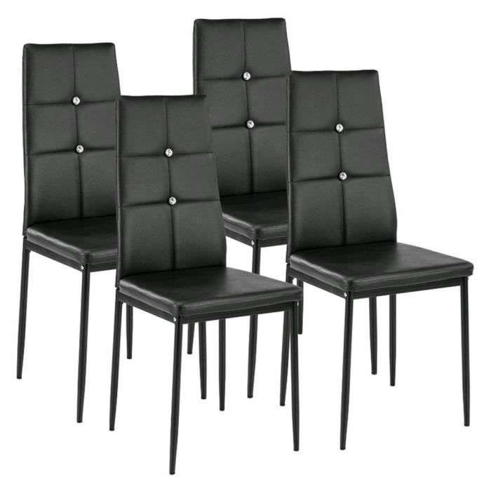 4pcs Chaises De Salle À Manger Dossier Haut Noir  Design Ergonomique