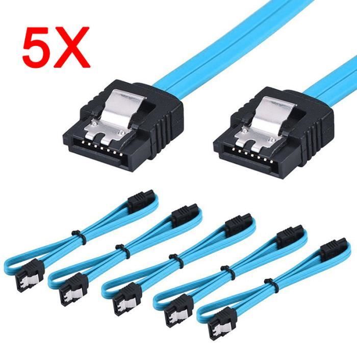 5pcs SATA 3.0 III 6.0 Gbps haute vitesse câble de données,18 "connecteur droit vec verrou de