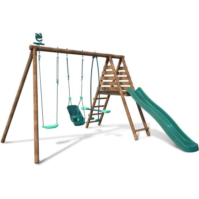 Soulet Balancoire En Bois Eco Responsable Tulipe Balancoire Vis A Vis Siege Bebe Toboggan Integre Avec Plateforme Cdiscount Jeux Jouets