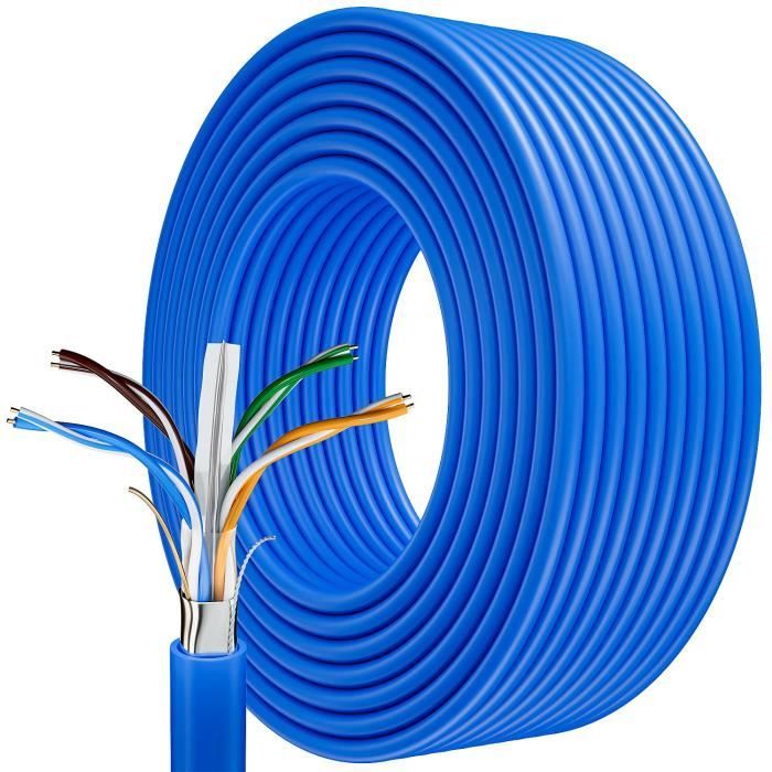 Cable Ethernet 60m, Cable RJ45 Blindé Cat 6A Gigabit Câble Réseau Extérieur  Anti-Brouillage Résistant Aux Intempéries FTP 23AWG 223 - Cdiscount  Informatique