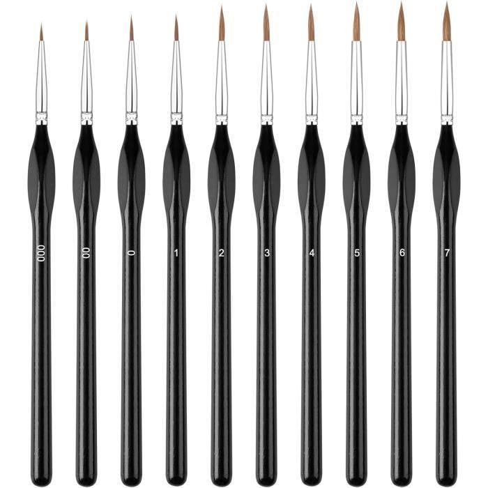 6 Pinceaux Fins Fanao – Tailles 000 à 4 – Pour Détail Acrylique Et Aquarelle