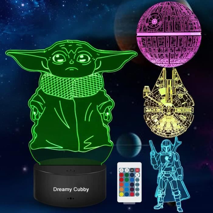 Star Wars Cadeau Lampe 3d Illusion Veilleuse, Quatre Motifs Et 7