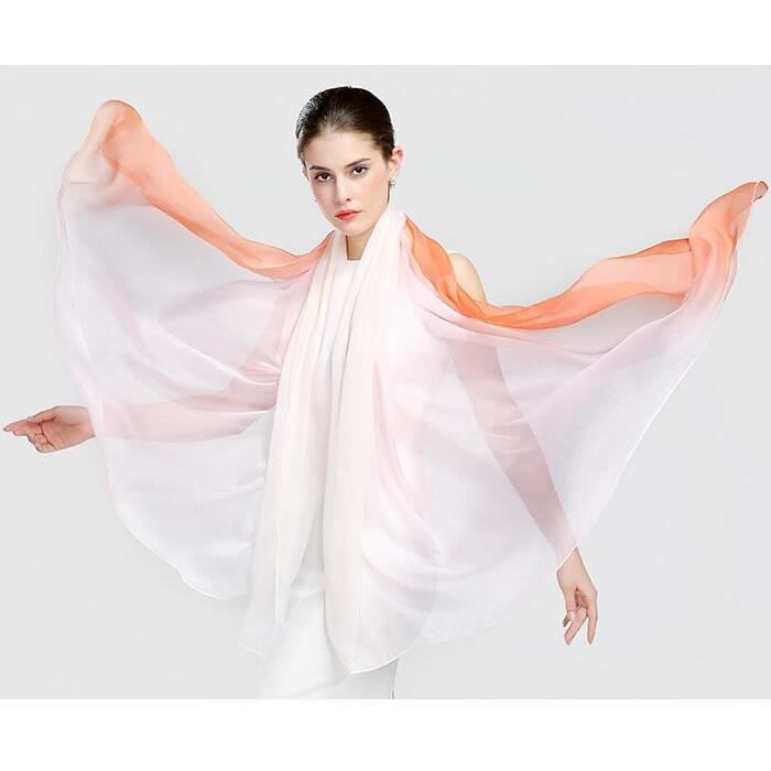 Écharpe Longue Légère En Soie & Coton | Foulard Polyvalent Pour Femme - Anti-UV, 4 Saisons
