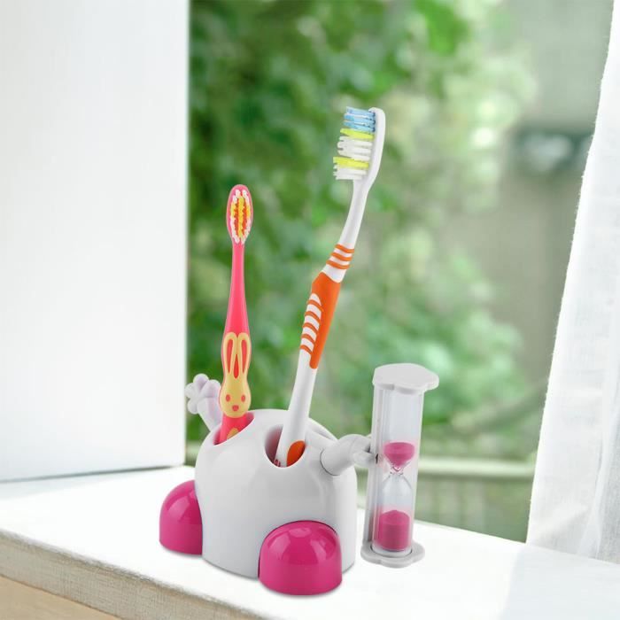 Porte-brosse à Dent En Bois Avec Sablier Pour Enfant Garçon (13x8.5x3.5cm) - Neuf