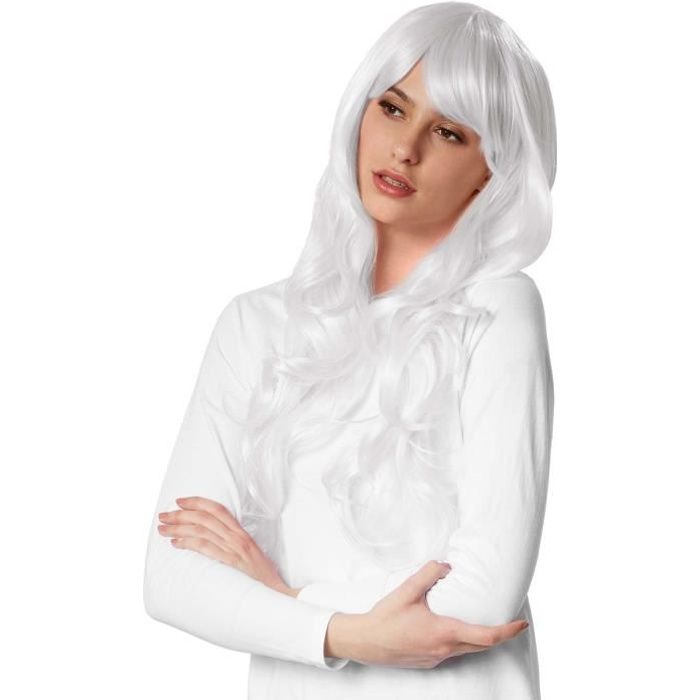 Perruque cheveux deals long blanc
