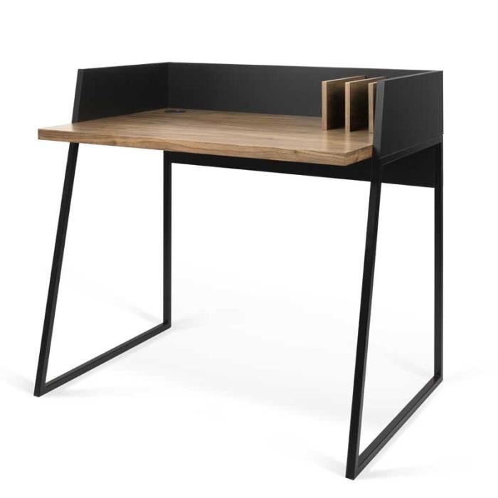 Bureau Noyer Metal Noir Moutlo L 90 X L 60 X H 88 Achat Vente Bureau Bureau Noyer Metal Noir Cdiscount