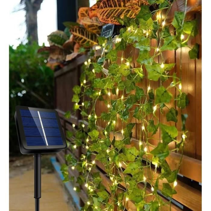 Guirlande Lumineuse Solaire Extérieure 12 M – 120 LEDs Lierre Artificiel, 8 Modes, étanche IP65, Automatique - 8