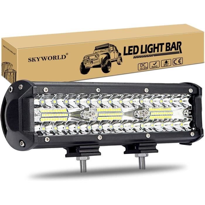 Barre LED Travail 38 Cm 144W – Phare Ultra Mince IP67 8800 Lumens, 12V-24V, Étanche, Pour Voiture, Camion, Bateau, 4x4, Tracteur – Avec Kit Câblage
