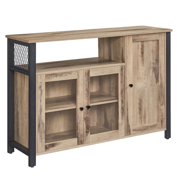 VASAGLE Buffet avec 3 Portes, 110 x 33 x 75 cm, Style Rustique, Armoire