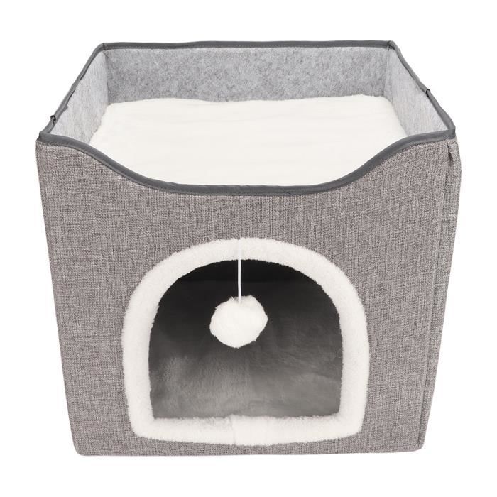 Niche Grotte Pour Chat Intérieur - Lit Avec Coussin Amovible, Velours Doux, Antidérapant, Dimensions 40x30x5 Cm, Confortable Et Chaud