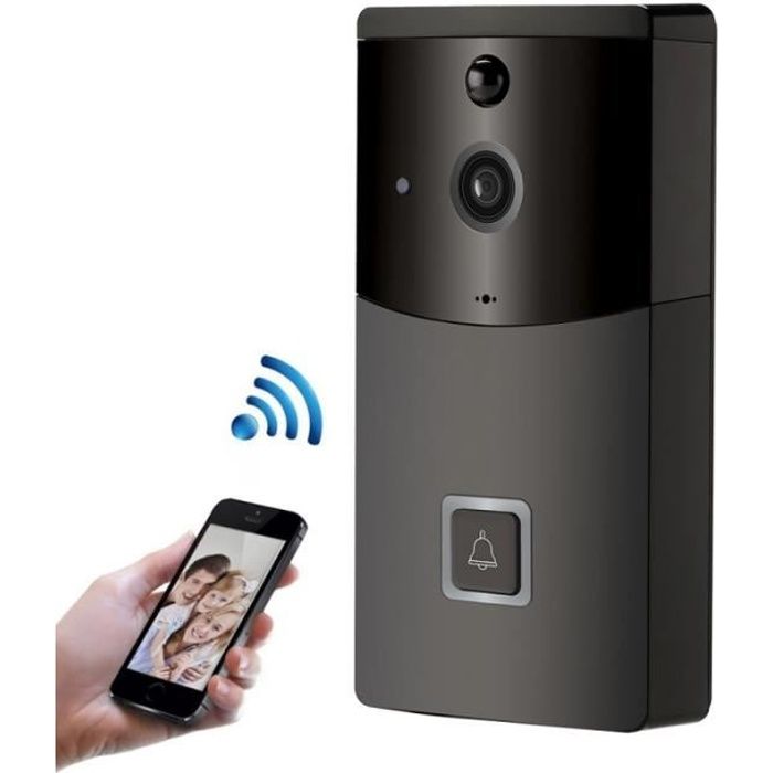 Interphone Video Visiophone Noir Sans Fil Intelligent Sonnette 720 P Wifi Camera Maison Securite Sur Soutien Pir Detection Achat Vente Interphone Visiophone Interphone Video Visiophone Cdiscount