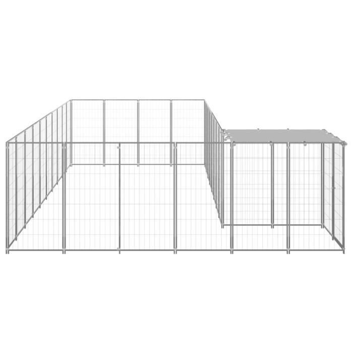 Chenil Argenté 15,73 M² Acier - Chenil Extérieur - Abri Chien - Enceinte Chien - Aire De Jeux Chien Cage Chien Chenil Chenils Enclos Pour Chiot Fourniture Pour Chien 83571916