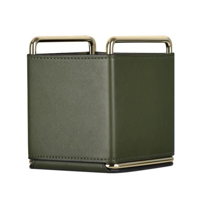 Étui Portable En Cuir Et ABS - Protection Anti-écrasement, Marron, 9.8x9.4x1.5cm - 7
