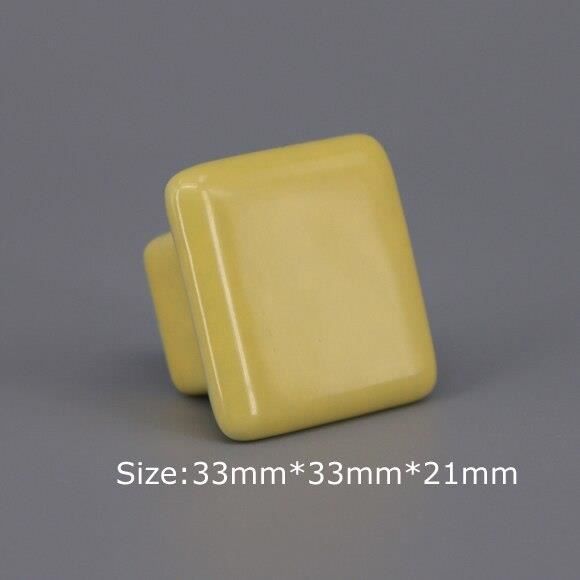 2 Boutons De Tiroir En Céramique 32x34 Mm – Poignée Boule Jaune, Lots De 2