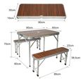 YYIS Ensemble Table Pliante Valise avec 2 bancs Portable Aluminium - Dimensions replié 90 cm x 60 cm x 70,5 cm-1