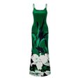 Robe pour femme avec poche décontractée d'été à col en V lâche grande taille longue robe longue Vert-1