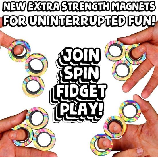 Lot De 9 Anneaux Magnétiques Fidget – Anti-Stress Arc-en-Ciel – Jouet Sensoriel Pour Ados Et Adultes – Soulage L’Anxiété
