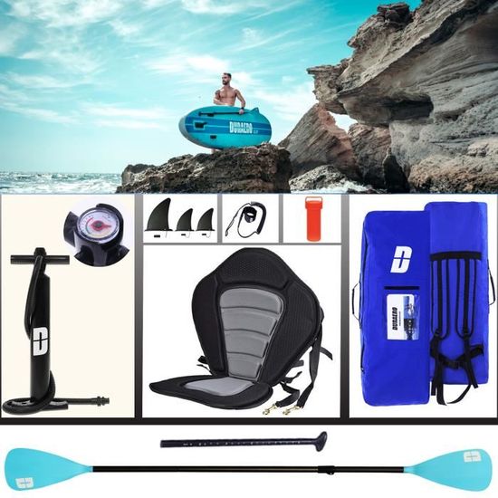 Paddle Gonflable Stand Up - 330 Cm Avec Siège Kayak - Gonflable Bleu