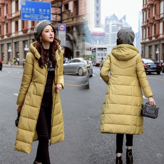 Doudoune Duvet Femme Doudoune Longue a Capuche Doudoune Rembourree Matelassee Doudoune Elegant Slim Hoodie Doudoune Jaune Jaune Cdiscount Pret a Porter