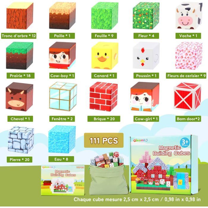 Jeux de Construction - ZGEER - Blocs de Construction Magnétiques - 110 pièces - Aimanté