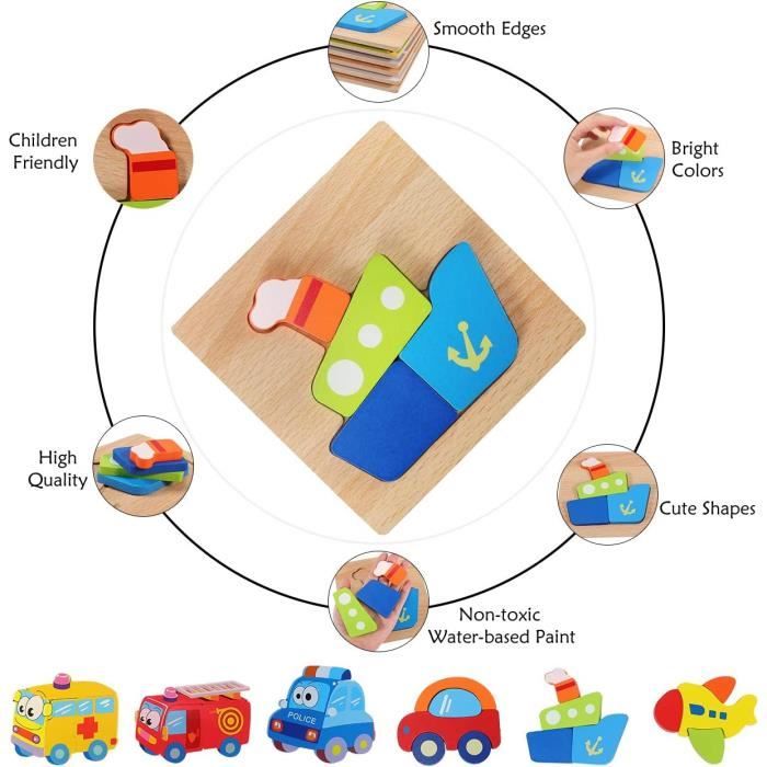 XIAPIA Puzzle Coulissant En Bois – Voyage, Sablier, Cartes – Jeu Éducatif Créatif Dès 3 Ans