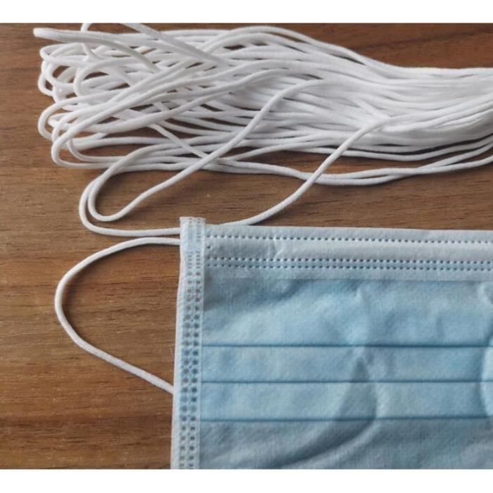 Corde Elastique / Fil Elastique 3mm Blanc - Vendu Par 5