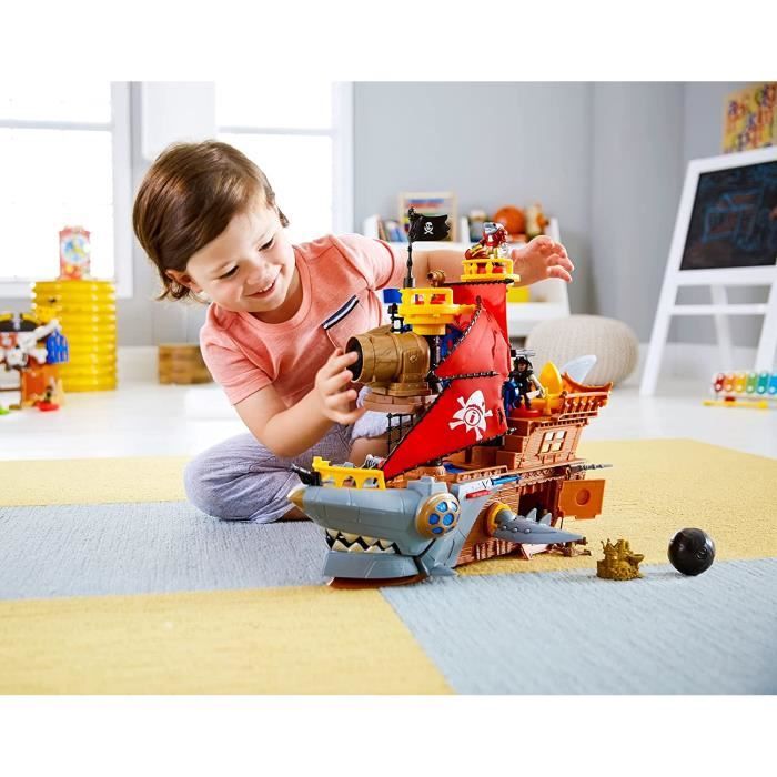 Bateau Pirate-Requin Fisher-Price Imaginext - Jouet Interactive Avec Figurines Et Projectiles