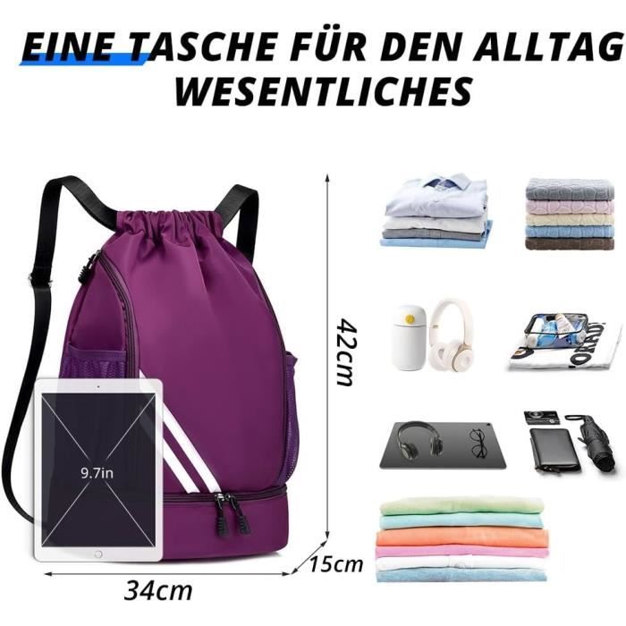 Sac Piscine Enfant Bleu - Grande Capacité Avec Compartiment Humide & Cordon De Serrage