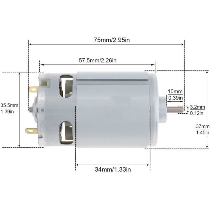 Moteur Véhicule 1 pièces moteur de tournevis électrique perceuse à main sans fil moteur de scie à chaîne 11 dents engrenage 550 moteur à courant continu 20000 tr/min 7.2V 9.6V 12V 18V 21V 25V Ride Rec