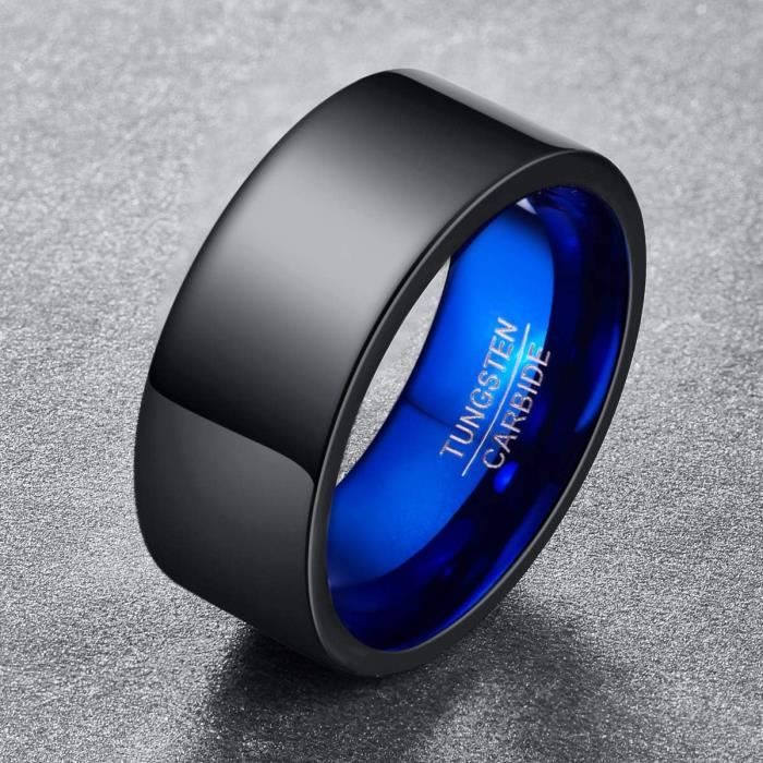 Bague Tungstène Unisexe Mate Argenté & Noir 8mm – NUNCAD – Ultra Résistante & Hypoallergénique – Tailles 49.3 à 72