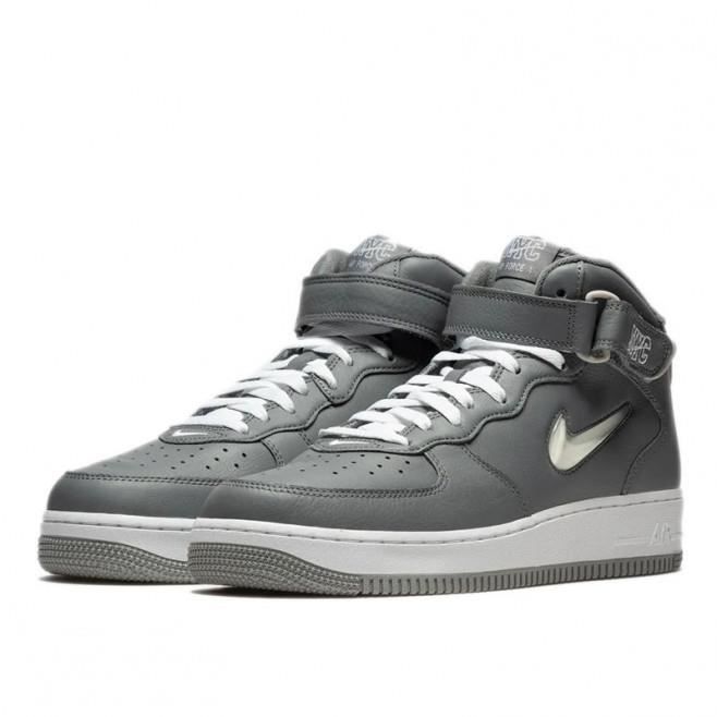 Basket Nike AIR FORCE MID JEWEL NYC Gris Cuir Lacets Adulte Gris Cdiscount Chaussures