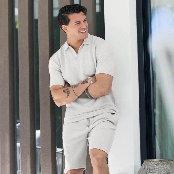 Ensemble de Vetement Homme T shirt et Short 2 pi ces Et Respirant