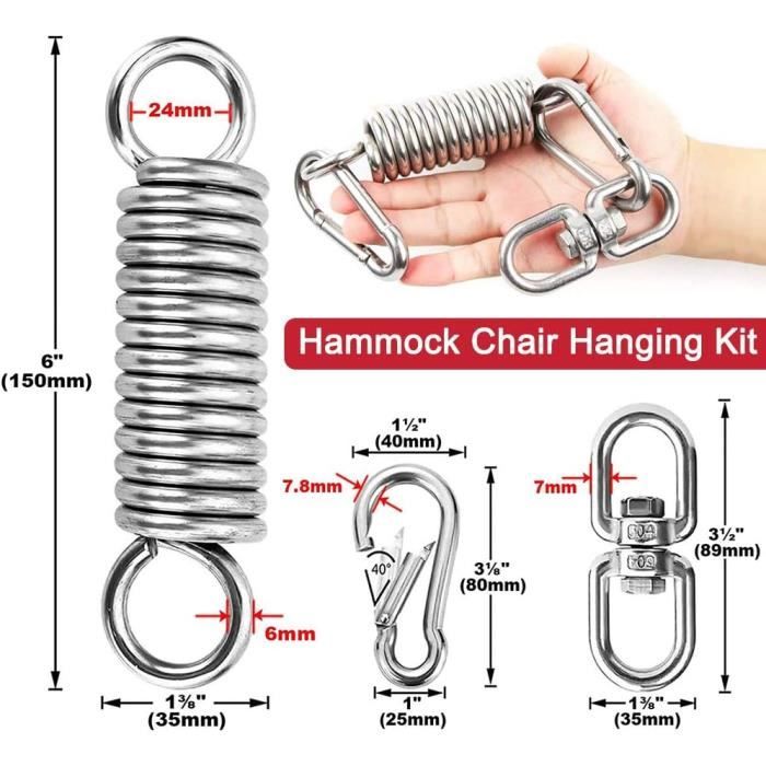 Lot De 2 Ressorts De Suspension Robustes 500 Kg – Idéal Hamac, Chaise Suspendue, Balançoire, Argenté