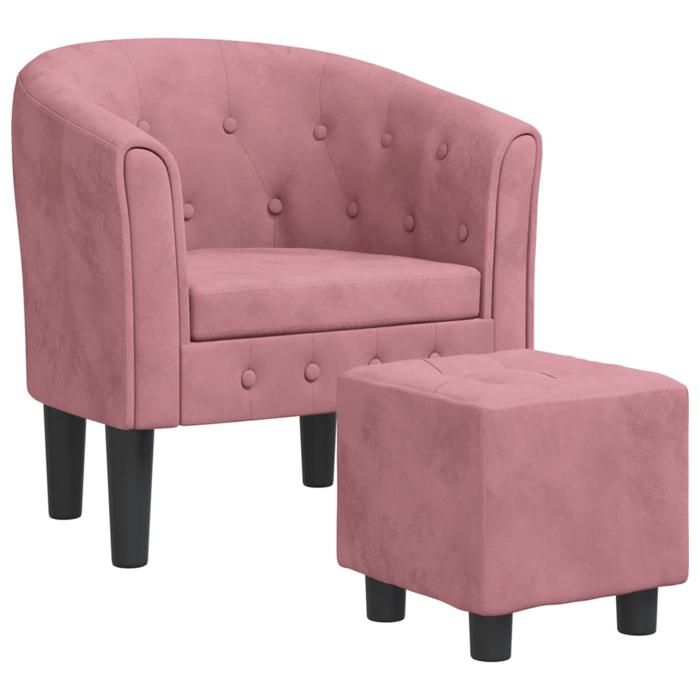 Fauteuil Cabriolet Avec Repose-Pieds - Tissu Noir - Rembourré - Salon Ou Chambre