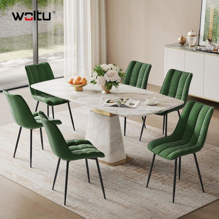 Lot De 4 Chaises Salle à Manger WOLTU Velours Gris Foncé - Dossier Haut Et Siège Confortable