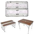 YYIS Ensemble Table Pliante Valise avec 2 bancs Portable Aluminium - Dimensions replié 90 cm x 60 cm x 70,5 cm-2