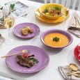 vancasso, Série Bonita, Service de Table Complet en Céramique, 18 Pièces Assiettes, Style Minimaliste Multicoloré-Bleu et Orange-2