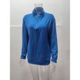 T-Shirt Homme - Polo Zipper Bleu - Manches Longues - Confortable et Respirant-2