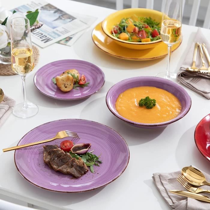 Service de table 18 assiettes pour 6 personnes avec motif style Grec  Gris-Beige