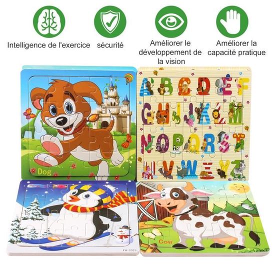 14€51 sur Ensemble de 6 pack Puzzle en Bois Animaux 9 mini Pièces pour Les  Enfants de 2 à 5 Ans - 2WINDEAL - Puzzle - Achat & prix
