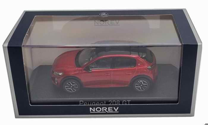 Peugeot 208 GT 2024, Rouge Métallisé, NOREV 1:43 , Avec Porte-Clés