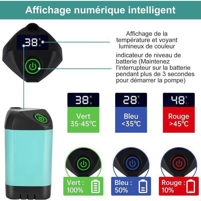 Douche Portable Mytrix - Kit Douche Camping Portable - Pompe 6000mAh - Écran Intelligent - 5 Vitesses - Seau 5 Gallons Bleu Kit Douche Rechargeable 6000mAh