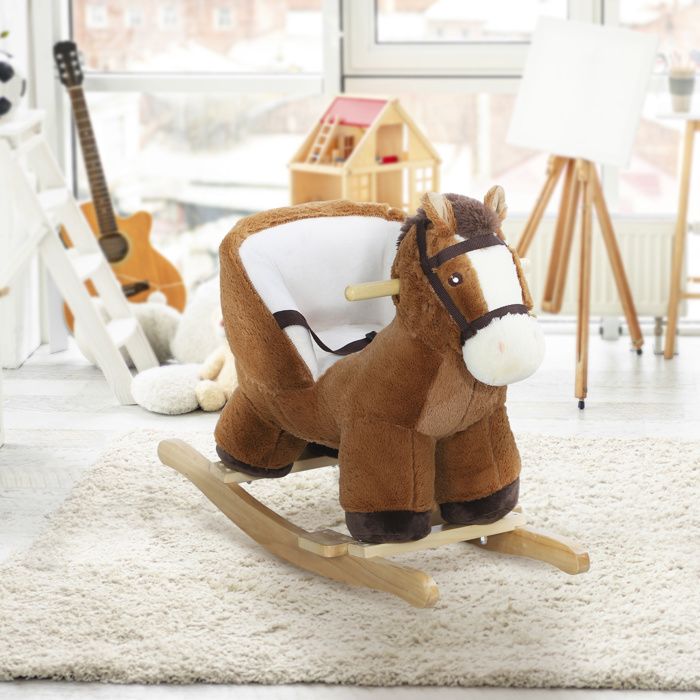 Cheval a bascule pour enfants AIYAPLAY jouet a bascule bebe de 18 a 36 mois avec effet sonore base en bois ceinture de securite Cdiscount Jeux Jouets