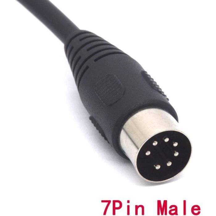 OpenII Câble adaptateur 7 broches DIN vers RCA, fiche MIDI femelle 7  broches vers 2 RCA mâles adaptateur audio pour systèmes stéréo NAIM, Quad  (50 cm)