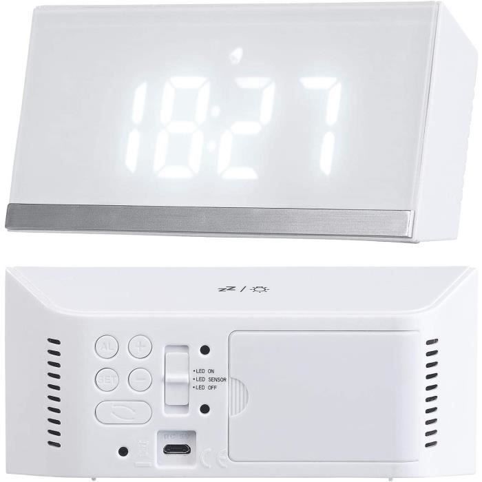 Lunartec Horloge Murale Radio-pilotée LED Rouges - Affichage Température, Très Grands Chiffres 5,5cm