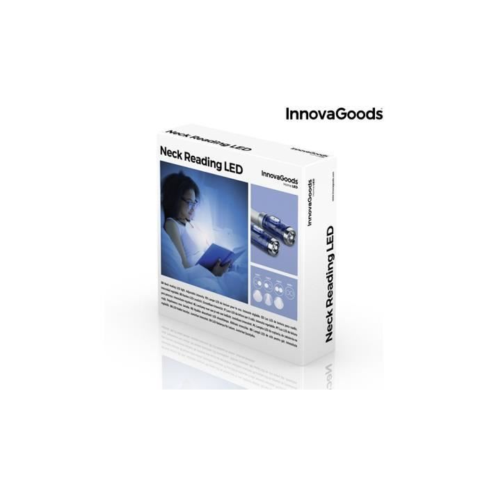 InnovaGoods Nereled – Lampe De Lecture LED Flexible Tour De Cou, 4 LED Blanches, Ultra Légère Pour Lire Au Lit Ou En Voyage