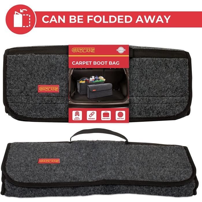 Sacoche Coffre Sumex 50x25cm - Moquette Noire, Velcro, Poches Filet Pour Voiture