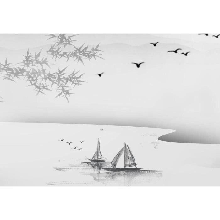Papier Peint Panoramique Sur Mesure Bambou Noir Et Blanc 3d Paysage ...