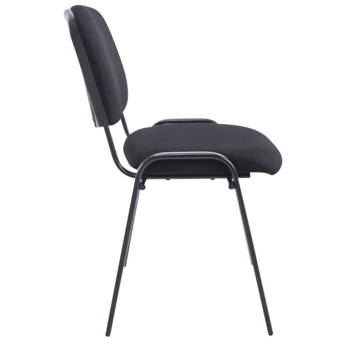 4 Chaises Visiteur Empilables CLP Ken - Similicuir, Piètement Métal Noir - Blanc, Charge 120kg