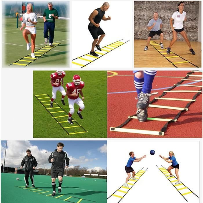 Gvolatee Accessoires d'entraînement de Football échelle de Coordination  échelle d'entraînement, échelles de Coordination avec 12 cônes 4 poteaux  Ensemble d'entraînement de Football : : Sports et Loisirs